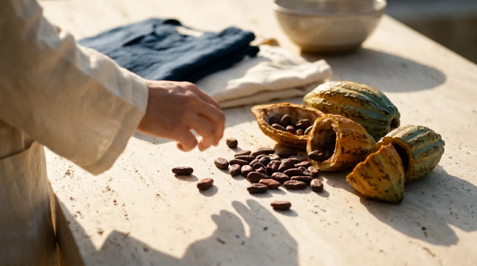 Whole cacao beans, the base of Daylight