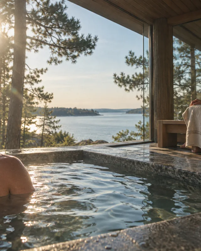 The view over the lake from the sauna window