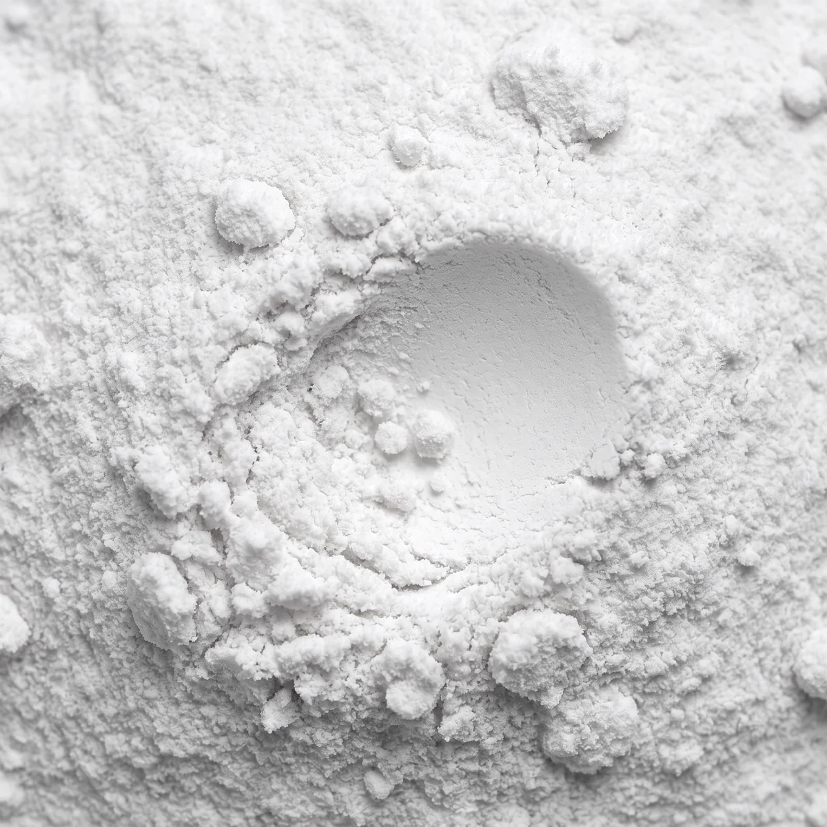 CDP-Choline up close, a soft matte ivory powder with a small hollow pressed into it