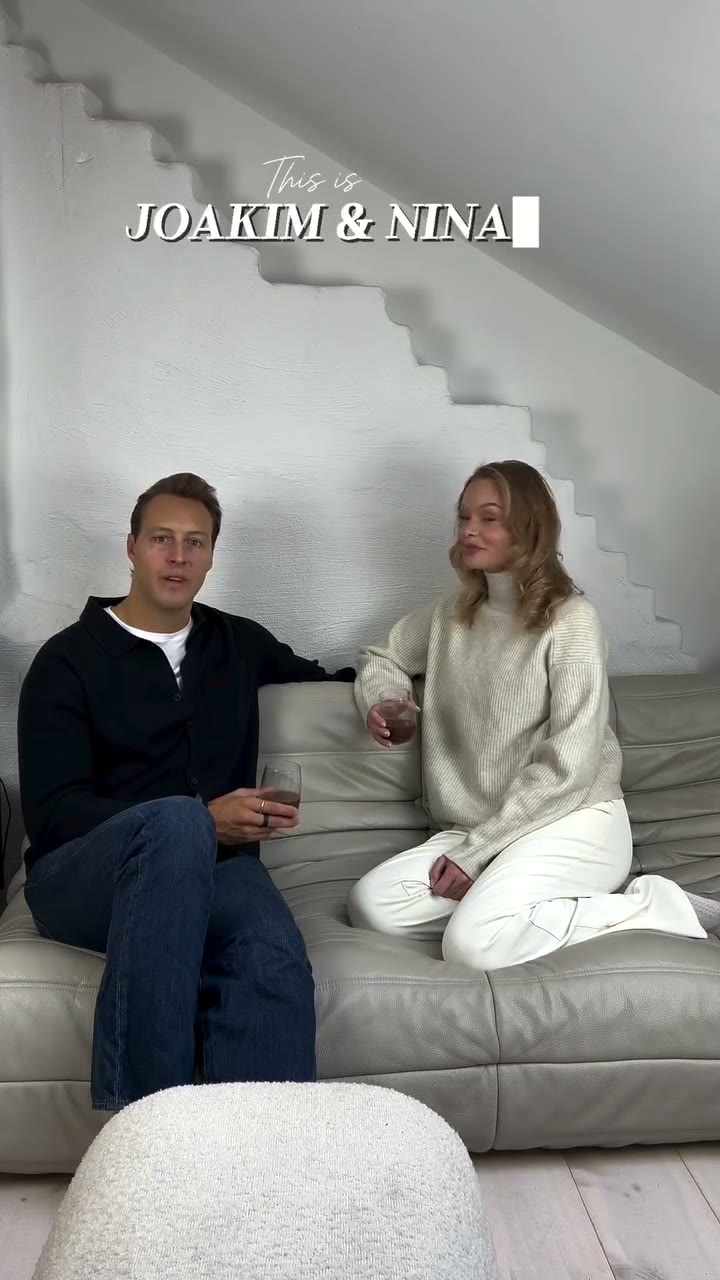 Joakim and Nina, the founders of Thunder Honey, sitting on a sofa and talking to the camera