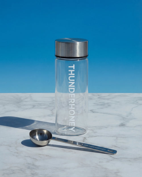 Glass Bottle + Metal Scooper