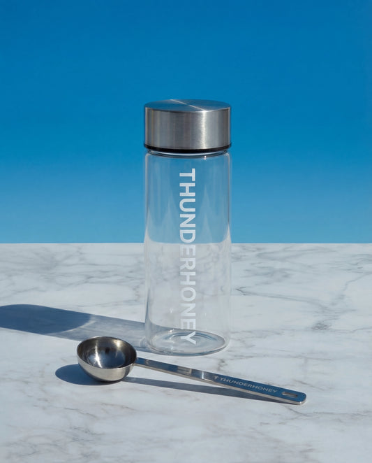 Glass Bottle + Metal Scooper