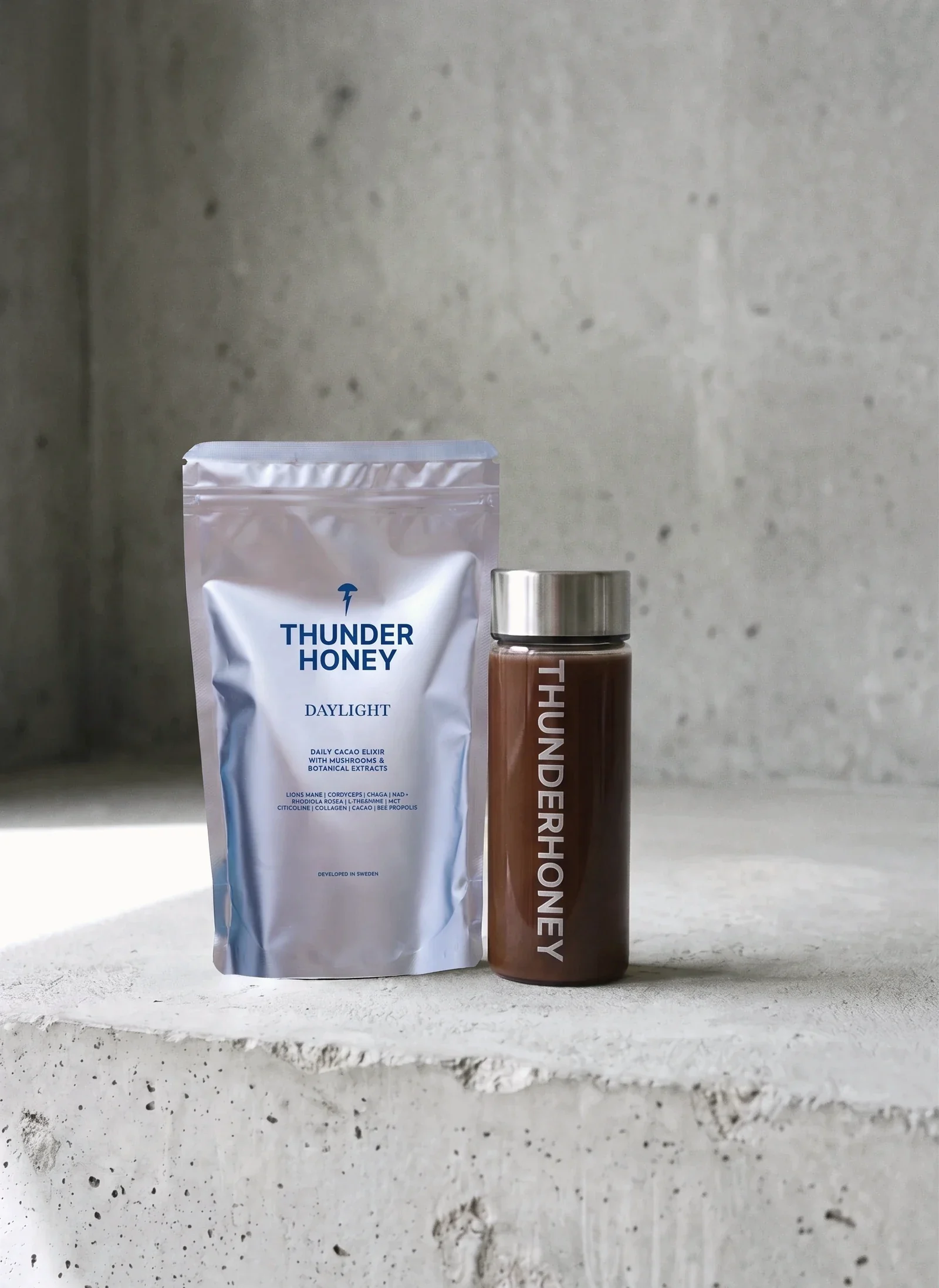 Thunder Honey Daylight pouch on a concrete surface after Eurofins third-party testing